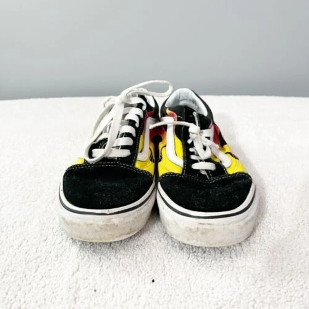 Vans Old Skool Flame Black and White Skate Shoes Men’s 5.5 Women 7 Fire Skater